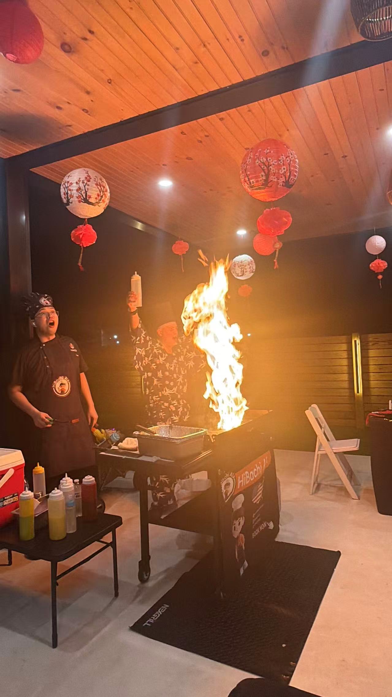 Private hibachi chef interaction in New Jersey