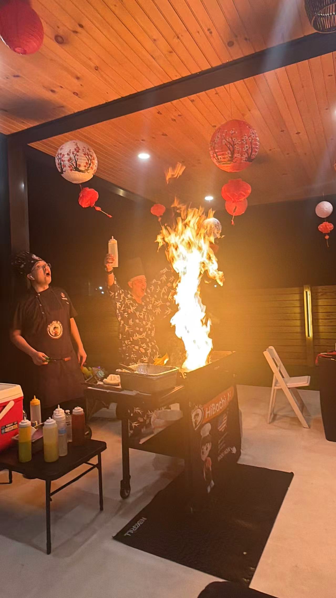 At home hibachi celebration