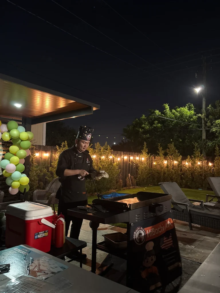 Custom mobile hibachi menus designed for private at home birthday party events